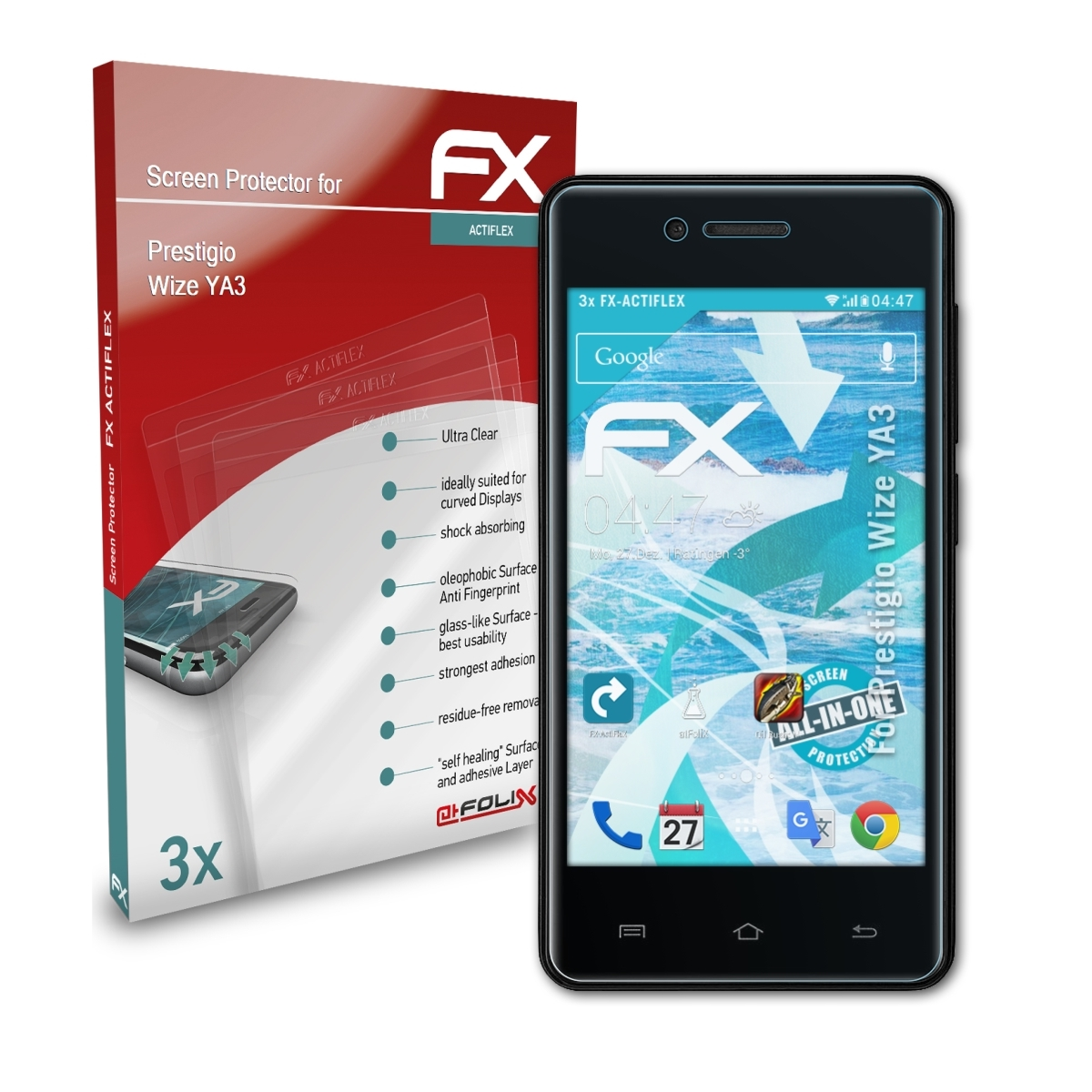 ATFOLIX 3x FX-ActiFleX Prestigio Wize Displayschutz(für YA3)