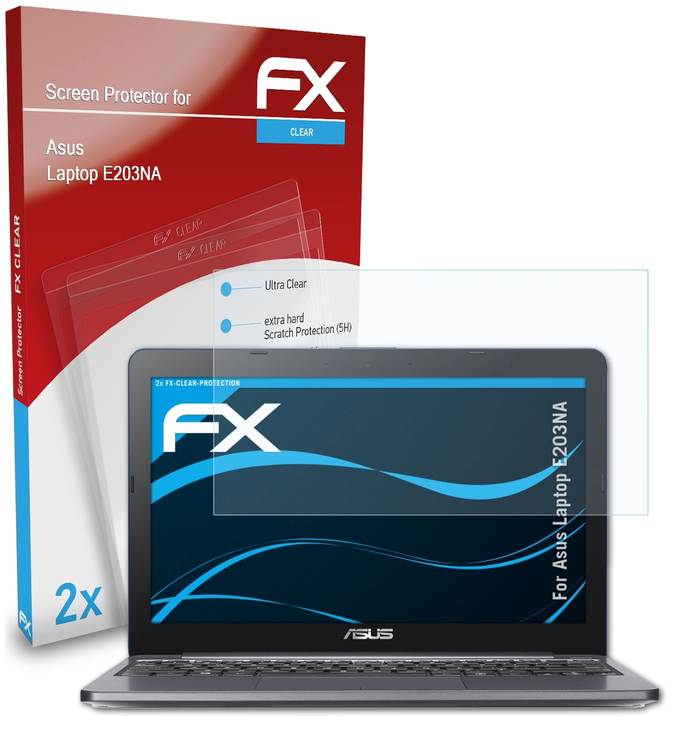 E203NA) ATFOLIX 2x Laptop Displayschutz(für FX-Clear Asus