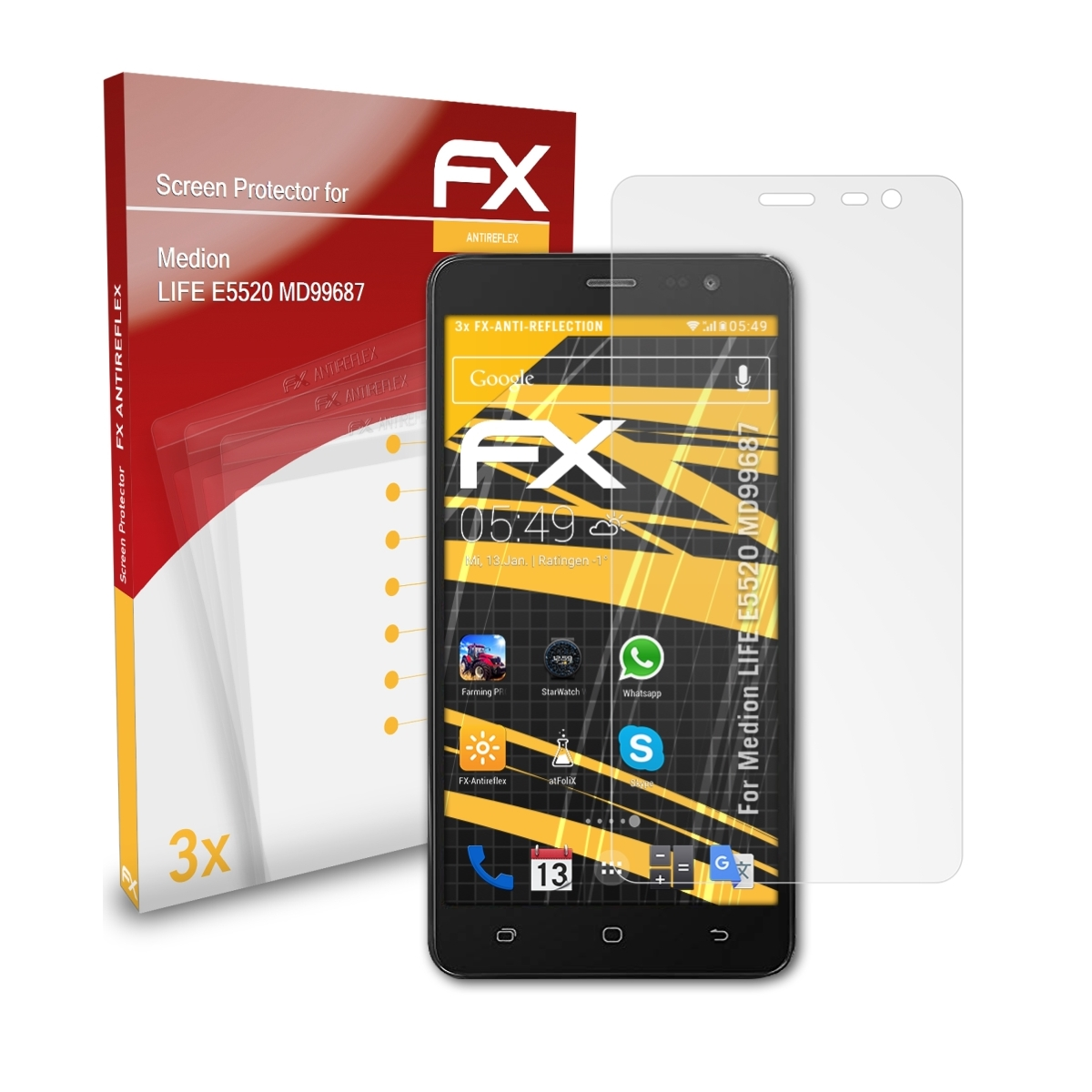 LIFE FX-Antireflex Medion 3x (MD99687)) Displayschutz(für E5520 ATFOLIX