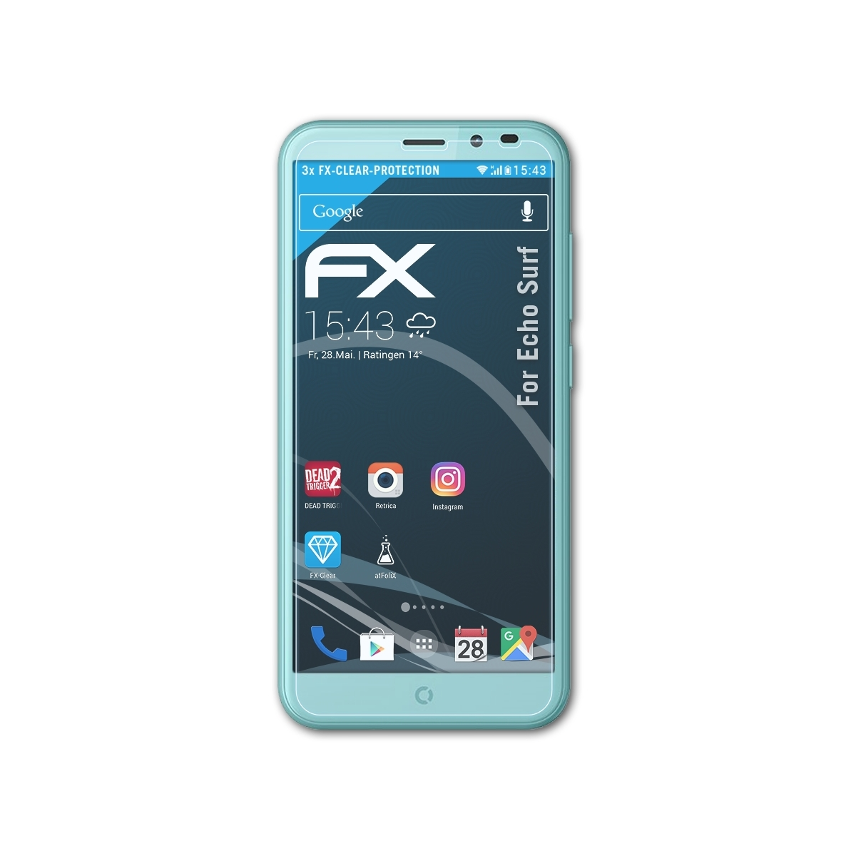 ATFOLIX 3x Echo FX-Clear Displayschutz(für Surf)