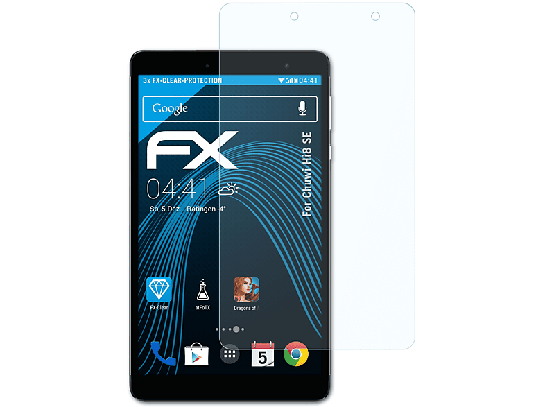 ATFOLIX 3x FX-Clear Displayschutz(für Chuwi Hi8 SE)