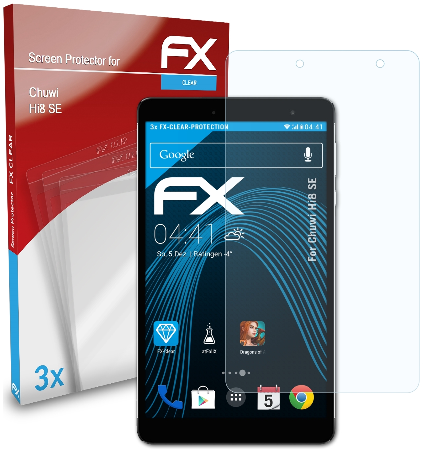 ATFOLIX 3x FX-Clear SE) Hi8 Displayschutz(für Chuwi
