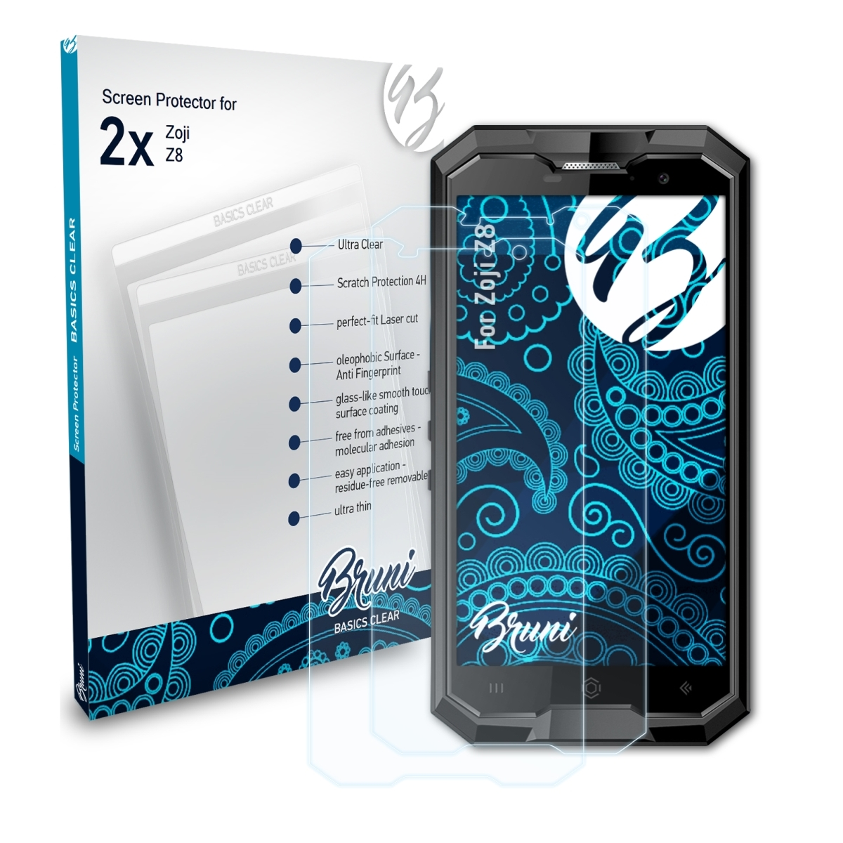 BRUNI 2x Basics-Clear Schutzfolie(für Zoji Z8)