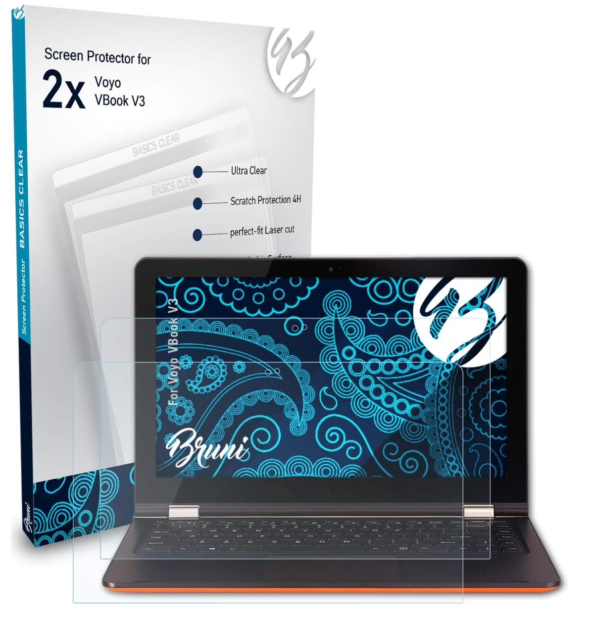 2x Voyo VBook Basics-Clear BRUNI Schutzfolie(für V3)