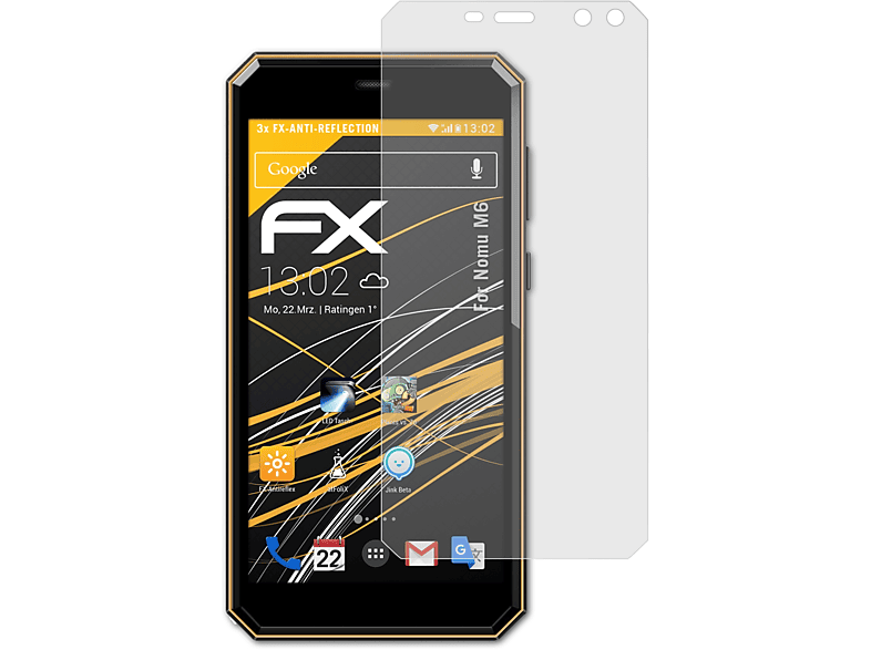 ATFOLIX 3x FX-Antireflex Displayschutz(für Nomu M6)