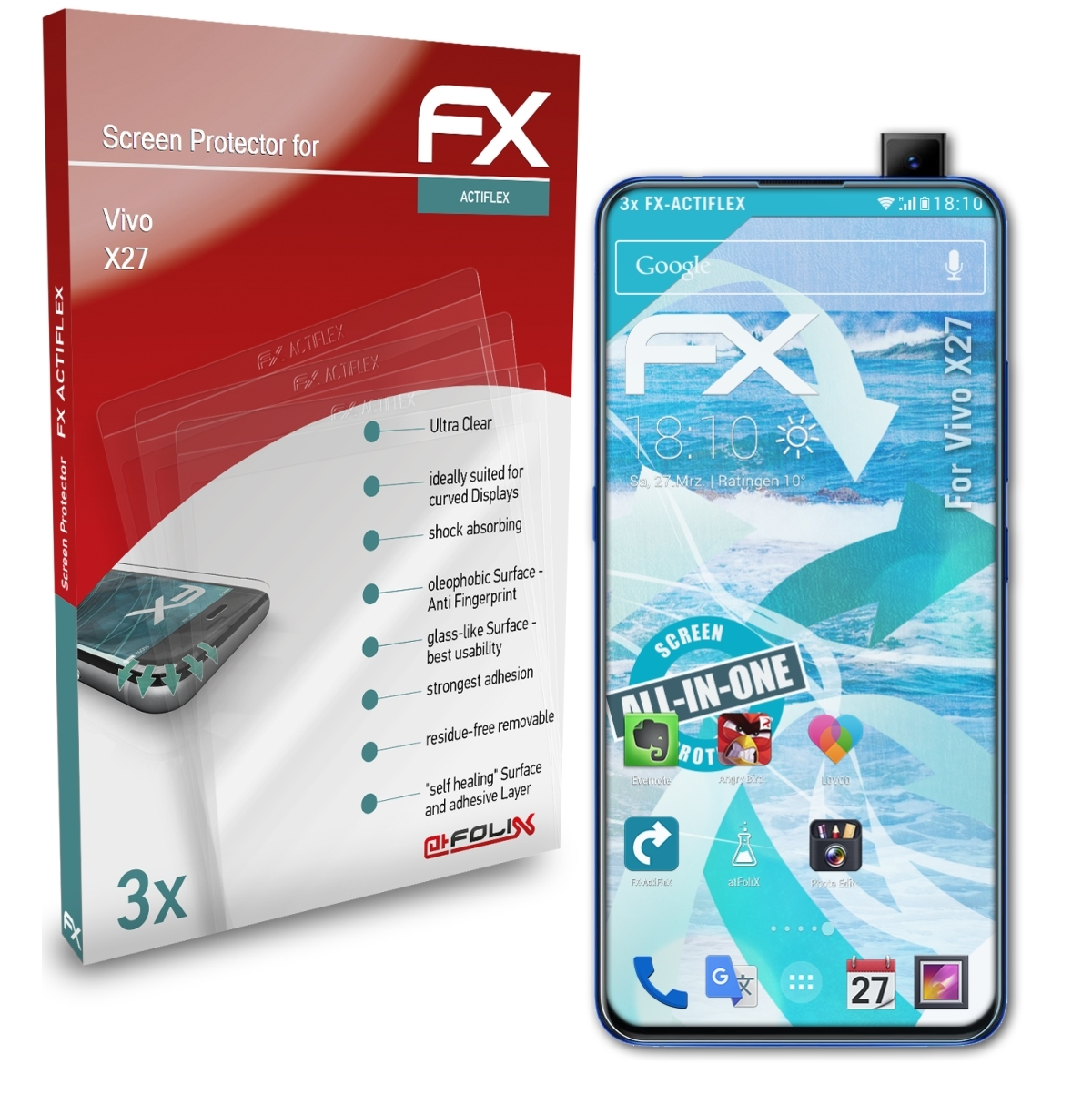 ATFOLIX 3x FX-ActiFleX Displayschutz(für Vivo X27)
