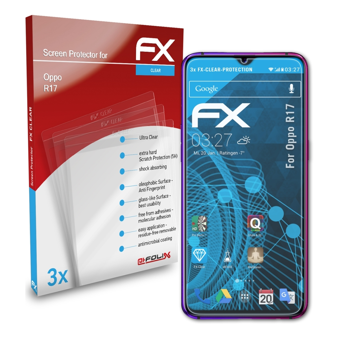 FX-Clear ATFOLIX 3x R17) Displayschutz(für Oppo