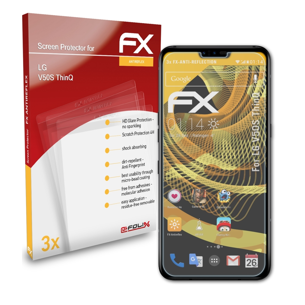 LG ThinQ) Displayschutz(für V50S 3x FX-Antireflex ATFOLIX