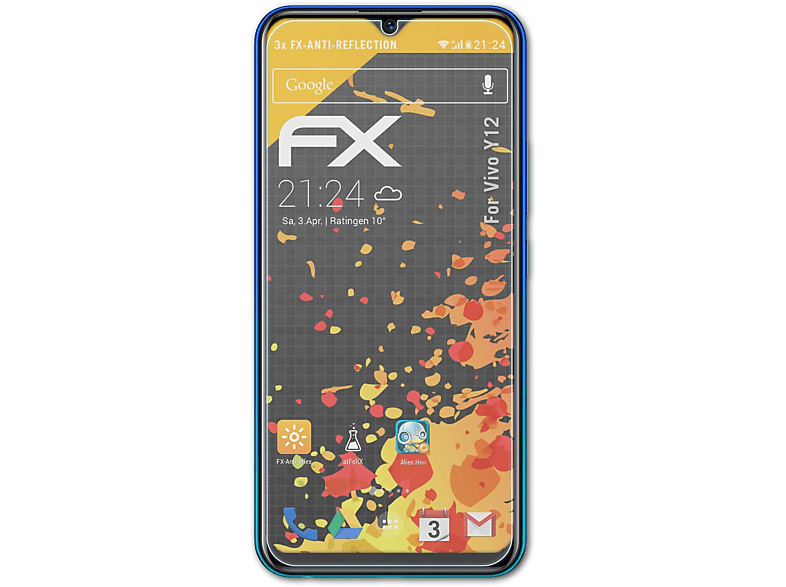ATFOLIX 3x FX-Antireflex Displayschutz(für Vivo Y12)
