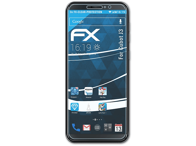 ATFOLIX 3x FX-Clear Displayschutz(für Cubot J3)