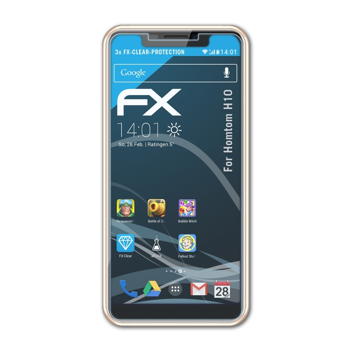 ATFOLIX 3x Displayschutz(für H10) Homtom FX-Clear