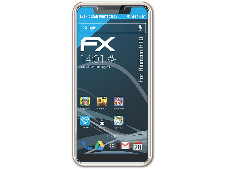 FX-Clear Homtom H10) Displayschutz(für 3x ATFOLIX