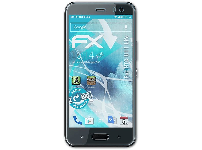ATFOLIX 3x FX-ActiFleX Displayschutz(für HTC U11 Life)