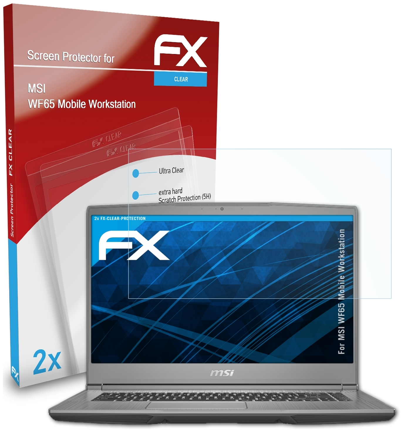 ATFOLIX 2x FX-Clear Displayschutz(für Workstation) Mobile MSI WF65