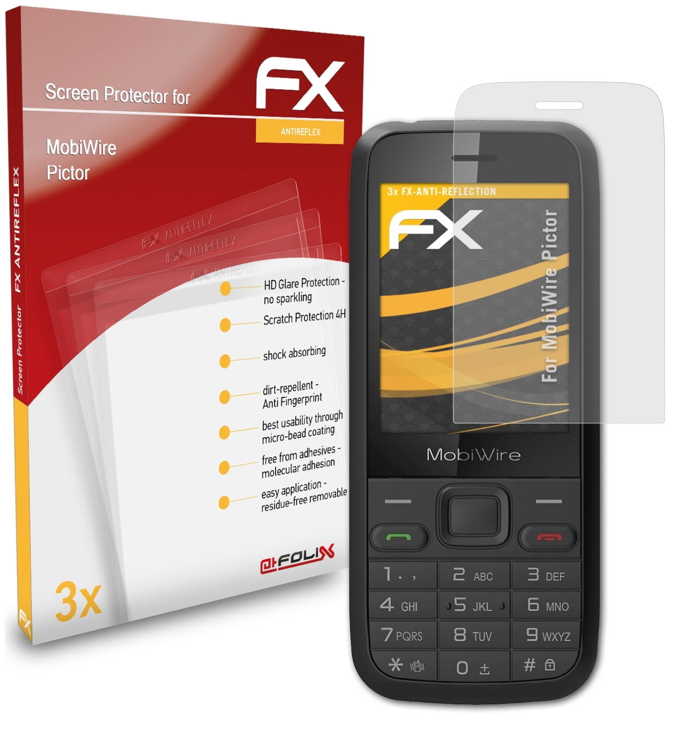 ATFOLIX 3x FX-Antireflex Displayschutz(für MobiWire Pictor)
