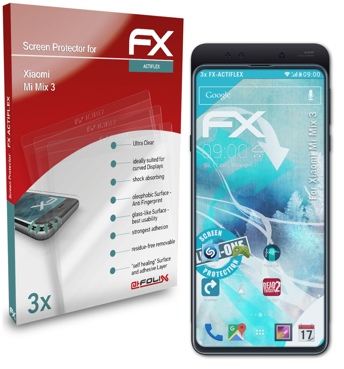 ATFOLIX 3x FX-ActiFleX Displayschutz(für 3) Mix Xiaomi Mi
