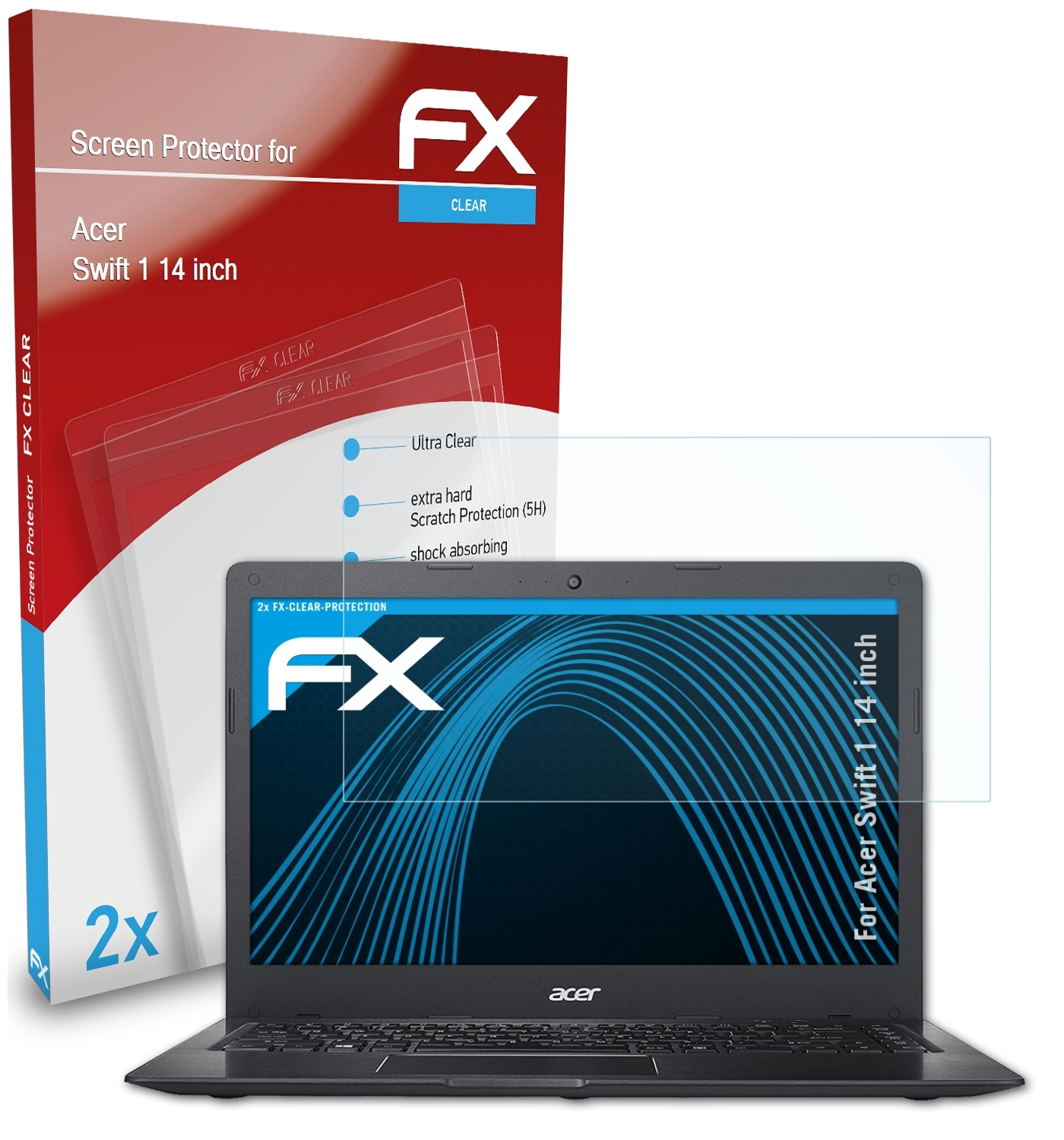 ATFOLIX 2x Displayschutz(für (14 FX-Clear Acer 1 inch)) Swift