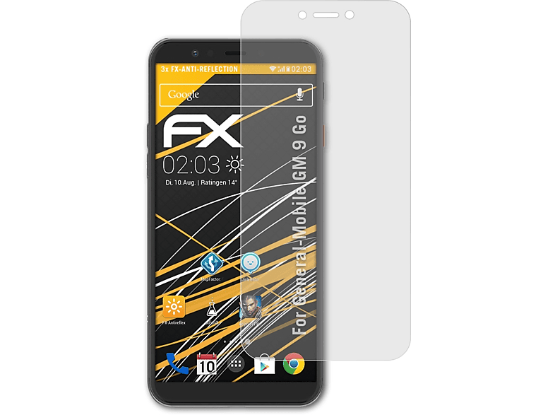 Go) ATFOLIX General-Mobile GM FX-Antireflex Displayschutz(für 3x 9