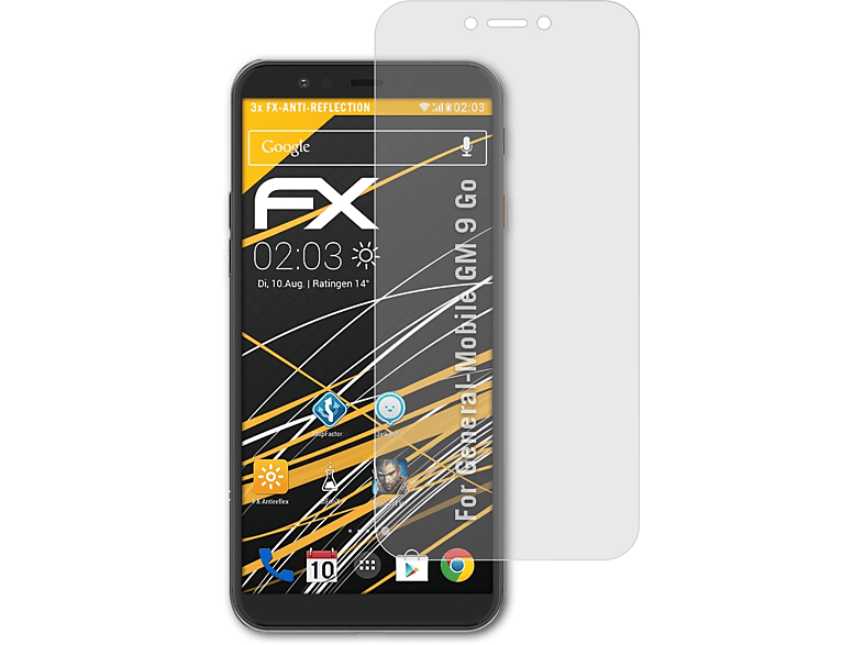 ATFOLIX 3x FX-Antireflex Displayschutz(für General-Mobile Go) GM 9