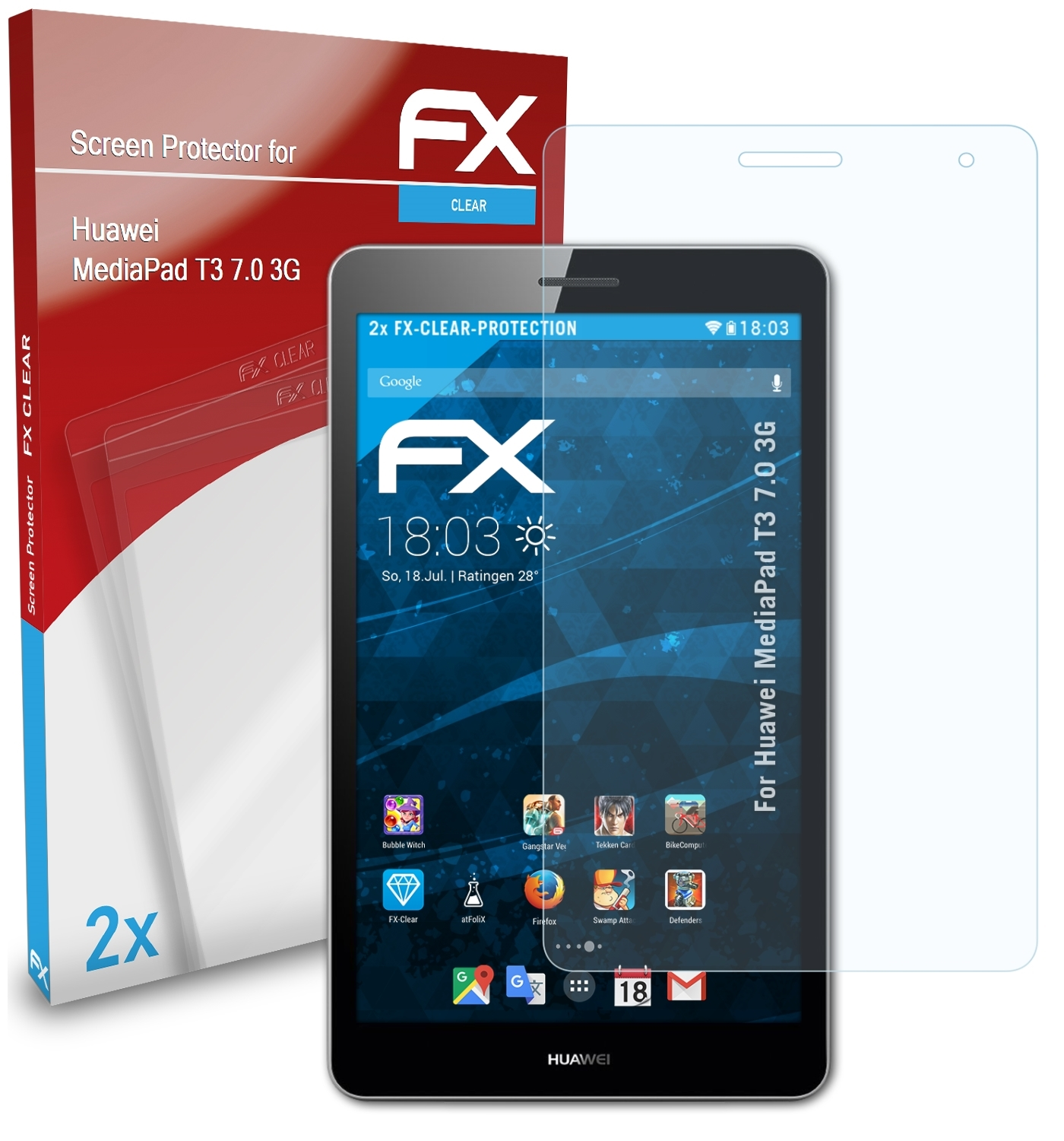 ATFOLIX FX-Clear Huawei 2x 7.0 Displayschutz(für 3G) MediaPad T3