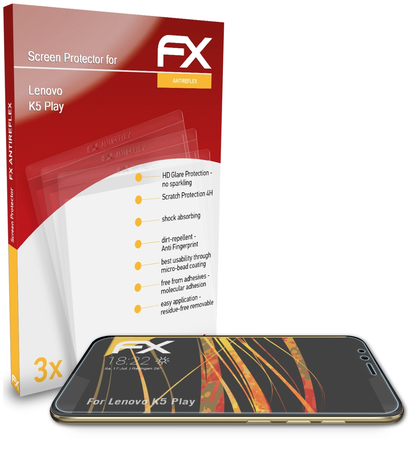 K5 ATFOLIX Displayschutz(für FX-Antireflex Play) 3x Lenovo