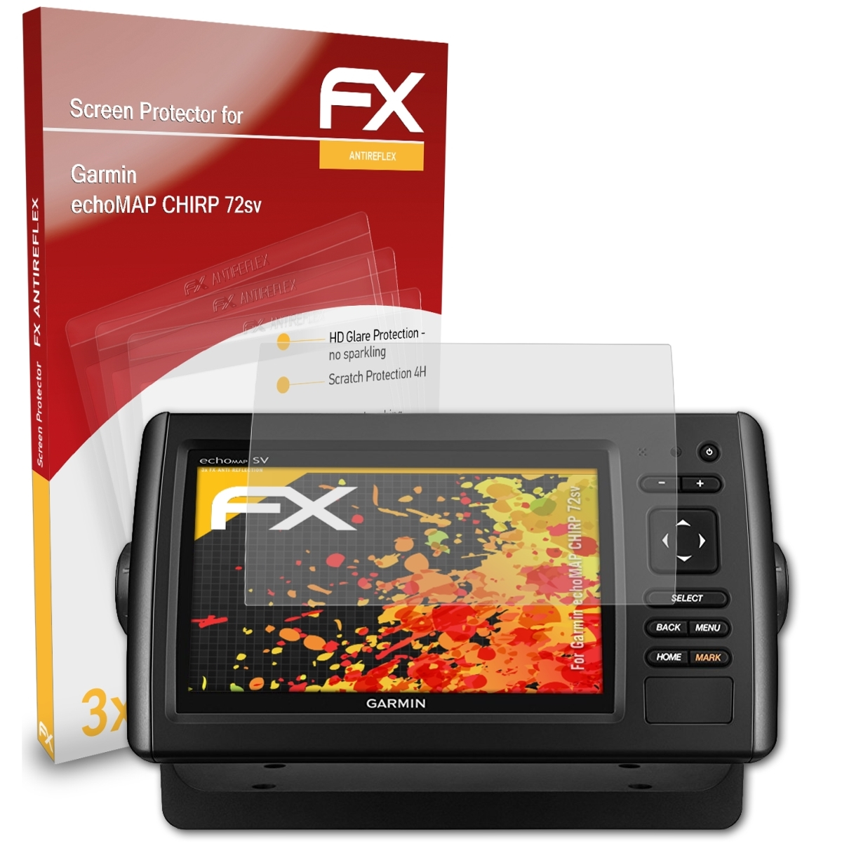 ATFOLIX 3x FX-Antireflex Displayschutz(für Garmin CHIRP echoMAP 72sv)