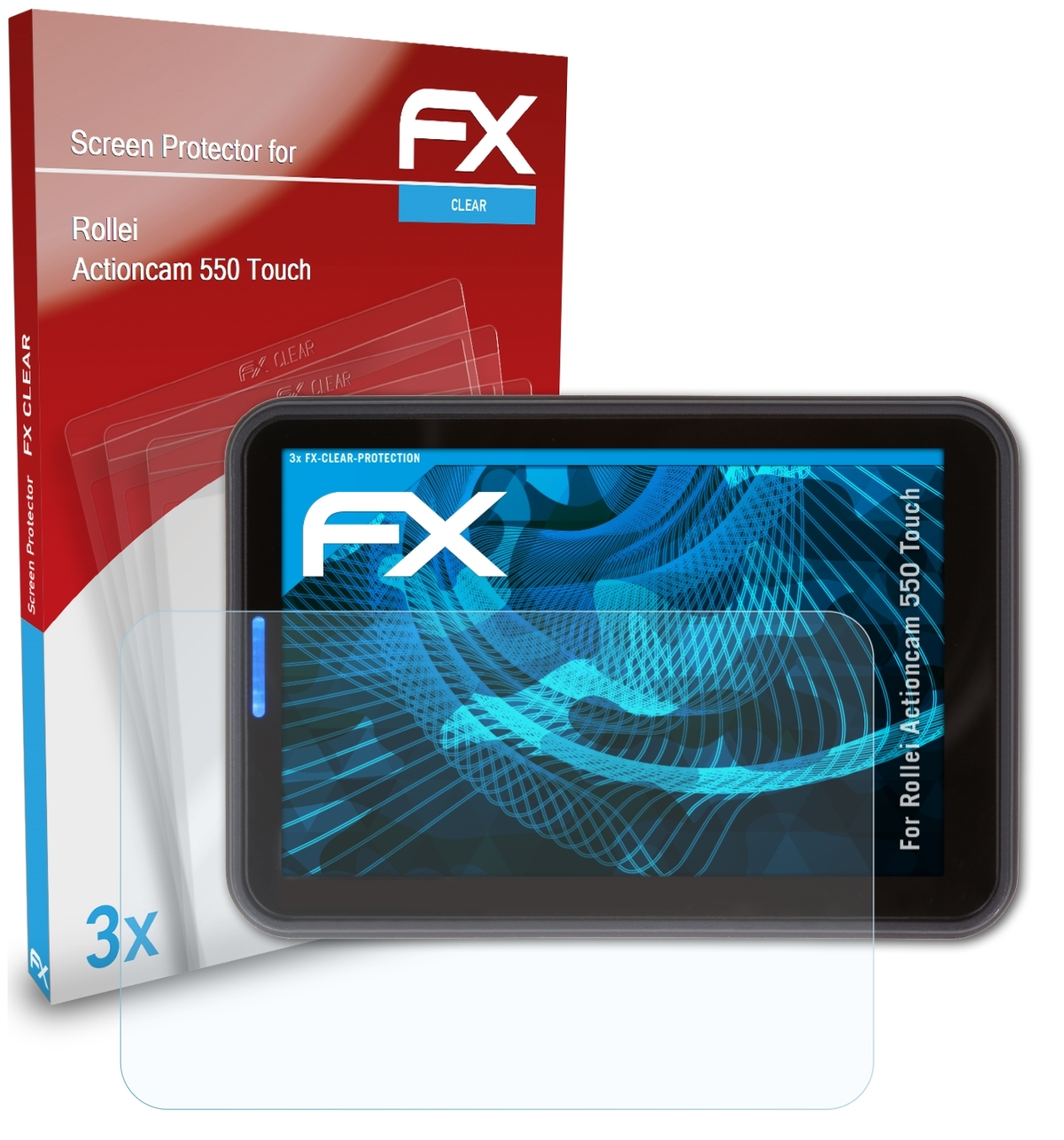 ATFOLIX 3x FX-Clear Displayschutz(für Rollei Actioncam Touch) 550