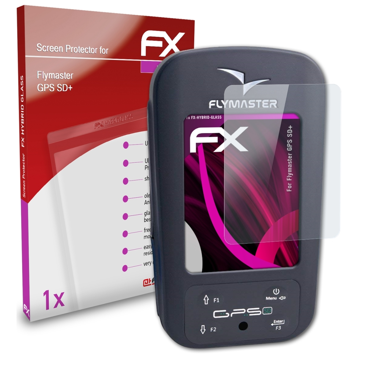 ATFOLIX FX-Hybrid-Glass Schutzglas(für Flymaster GPS SD+)