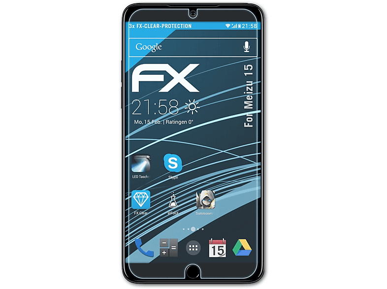 Displayschutz(für 15) 3x FX-Clear ATFOLIX Meizu