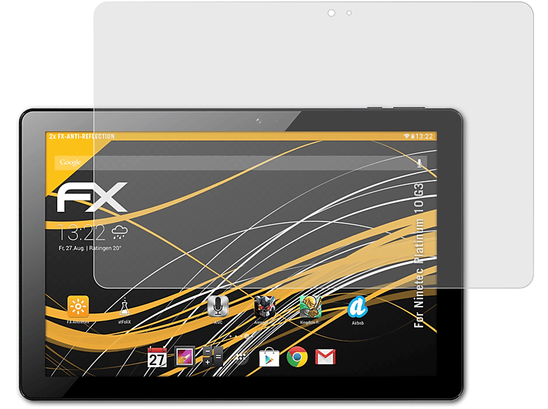 ATFOLIX 2x FX-Antireflex Displayschutz(für Ninetec Platinum 10 G3)