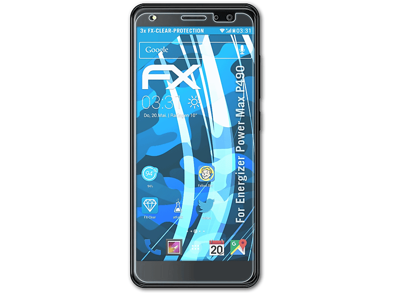ATFOLIX 3x FX-Clear Displayschutz(für Energizer Power Max P490)