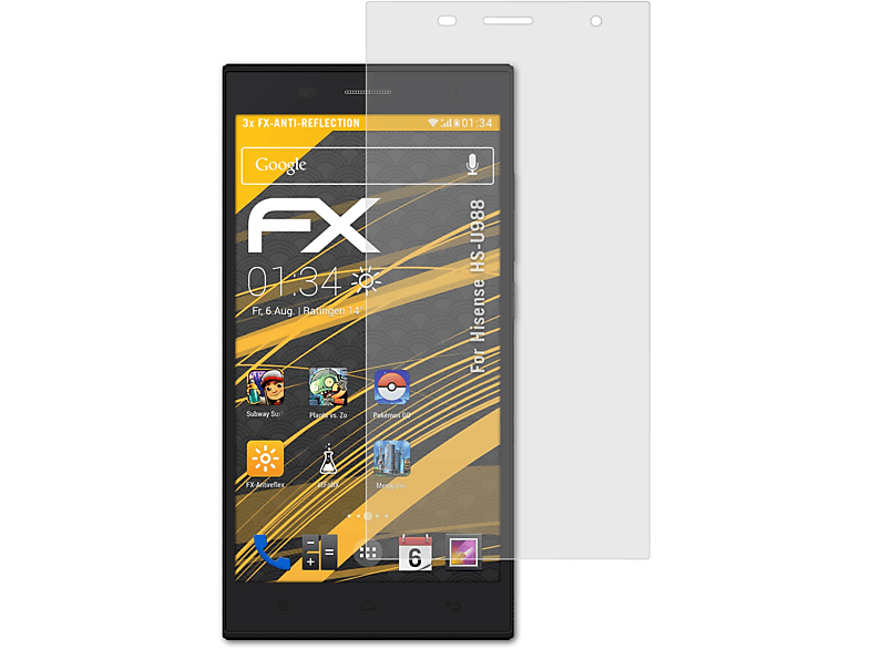 ATFOLIX 3x FX-Antireflex Displayschutz(für Hisense HS-U988)