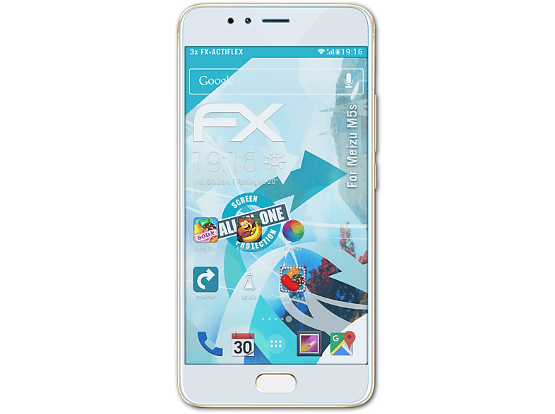 ATFOLIX 3x Displayschutz(für M5s) FX-ActiFleX Meizu