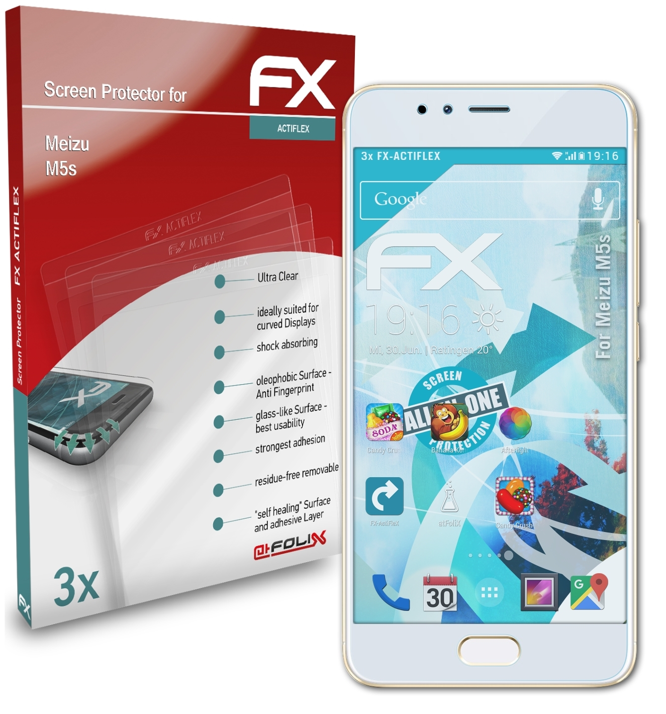 Meizu Displayschutz(für M5s) FX-ActiFleX ATFOLIX 3x