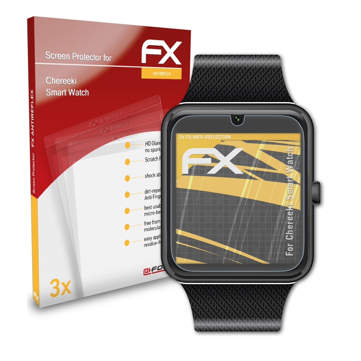 ATFOLIX 3x FX-Antireflex Chereeki Displayschutz(für Watch) Smart