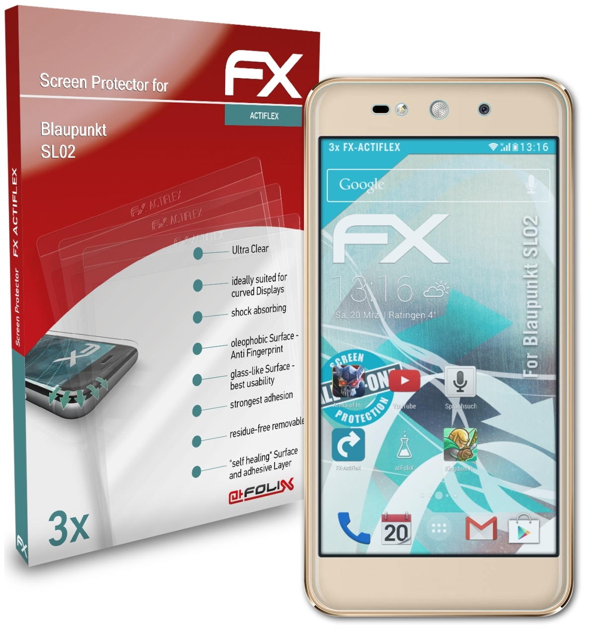 Blaupunkt 3x FX-ActiFleX SL02) ATFOLIX Displayschutz(für