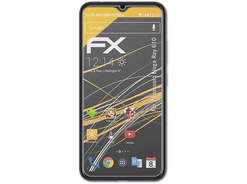 3x 610) Ray Panasonic Eluga Displayschutz(für FX-Antireflex ATFOLIX