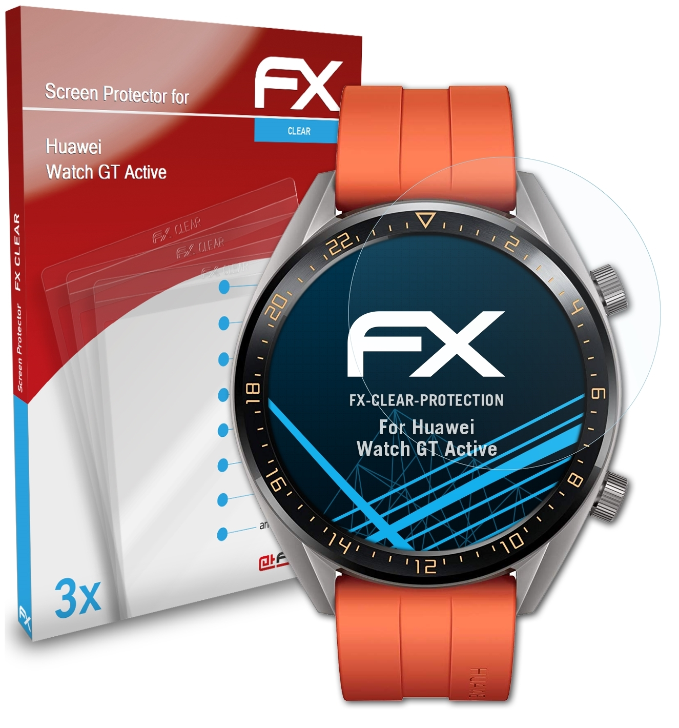 ATFOLIX 3x FX-Clear Displayschutz(für Huawei Watch Active) GT