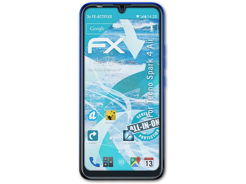 Tecno FX-ActiFleX Air) Spark 3x ATFOLIX 4 Displayschutz(für