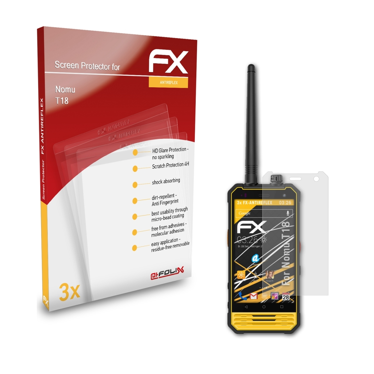 3x FX-Antireflex ATFOLIX Nomu Displayschutz(für T18)