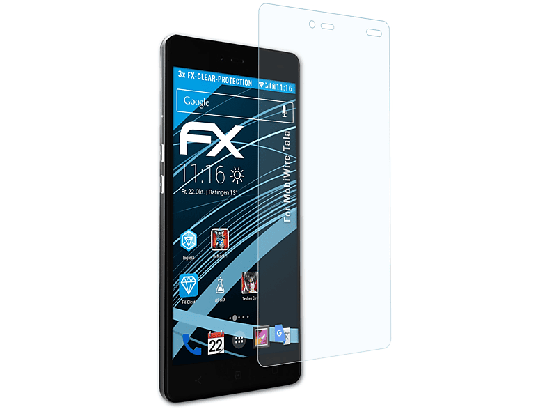 3x MobiWire FX-Clear Displayschutz(für ATFOLIX Tala)