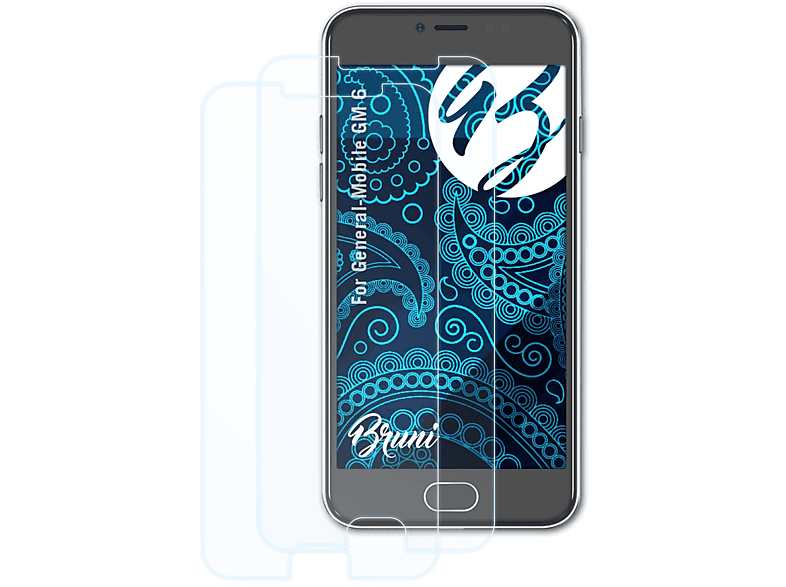 BRUNI 2x Basics-Clear Schutzfolie(für General-Mobile GM 6)