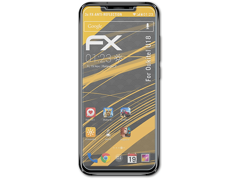 Oukitel ATFOLIX 3x U18) Displayschutz(für FX-Antireflex
