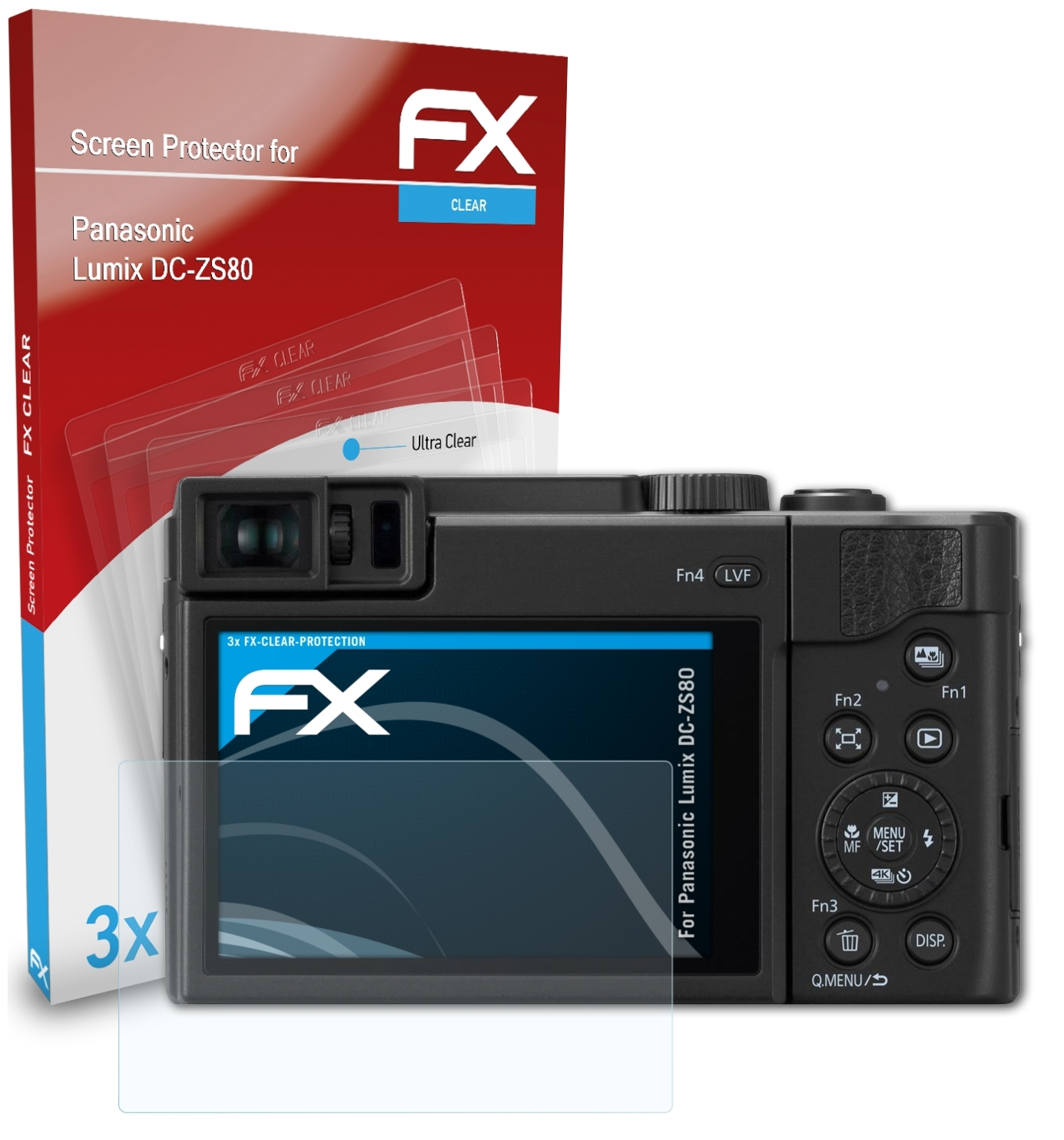 3x Displayschutz(für Panasonic ATFOLIX Lumix DC-ZS80) FX-Clear