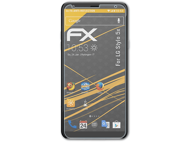 ATFOLIX 3x FX-Antireflex Displayschutz(für LG Stylo 5x)