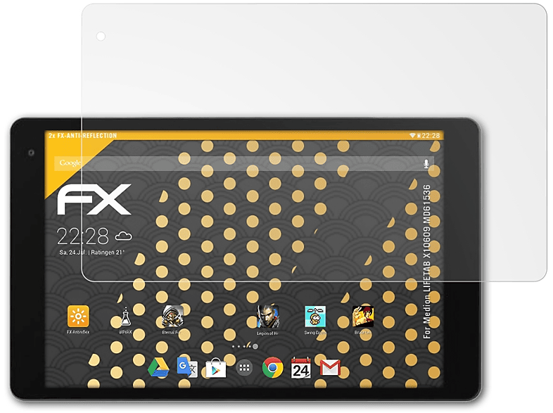 ATFOLIX 2x FX-Antireflex Displayschutz(für Medion X10609 LIFETAB (MD61536))