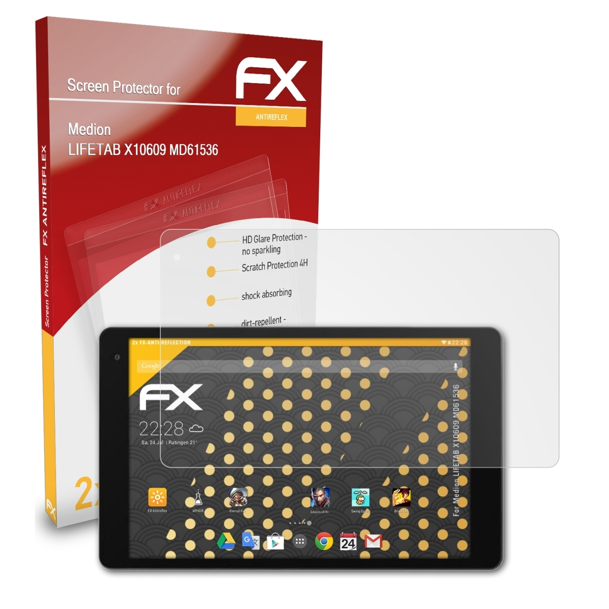 ATFOLIX 2x Medion (MD61536)) Displayschutz(für X10609 FX-Antireflex LIFETAB