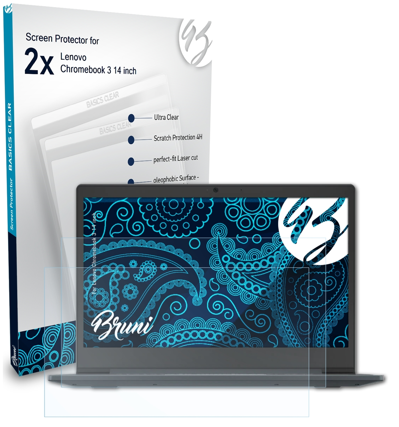 BRUNI 2x Basics-Clear (14 3 Schutzfolie(für inch)) Chromebook Lenovo