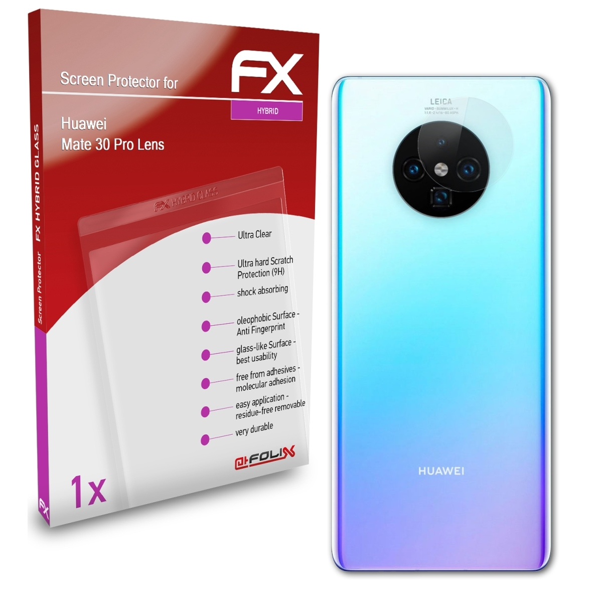 ATFOLIX FX-Hybrid-Glass Schutzglas(für Huawei Mate (Lens)) 30 Pro