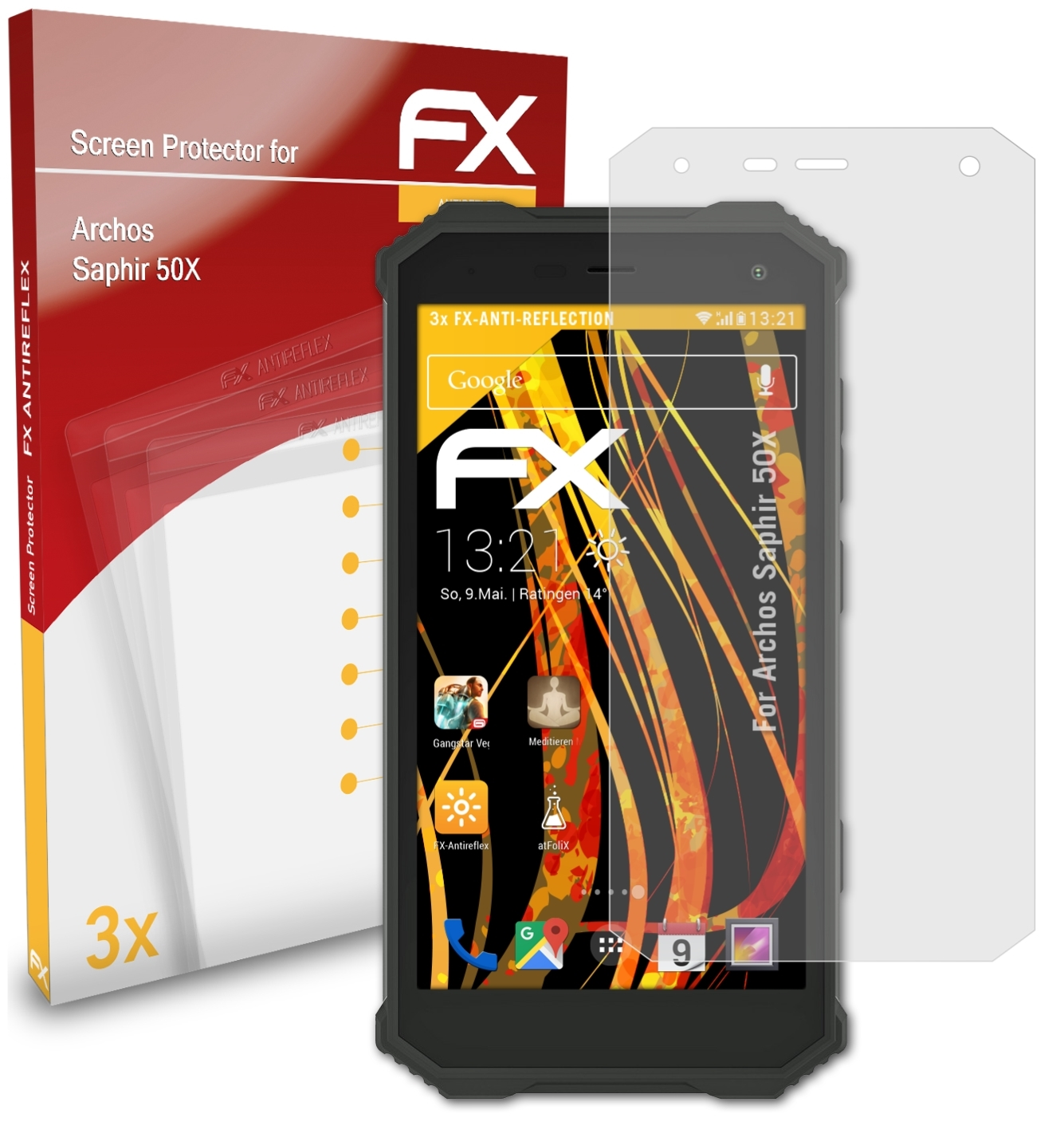 FX-Antireflex 50X) 3x Archos Saphir Displayschutz(für ATFOLIX